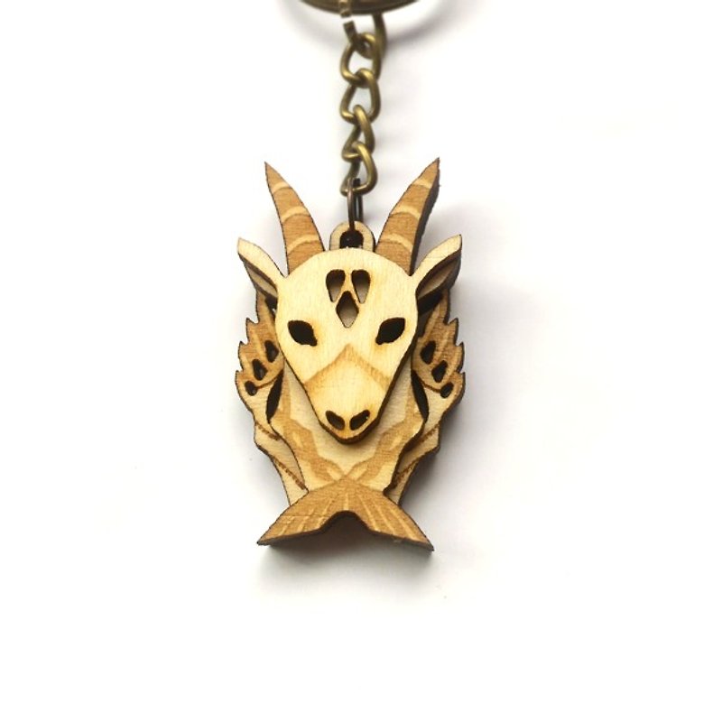 魔羯領結 - 務實的魔羯座鑰匙圈 - 鑰匙圈/鑰匙包 - 木頭 