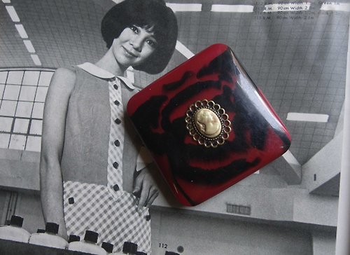 老時光OLD-TIME Vintage & Classic & Deco 【老時光 OLD-TIME】早期日本製粉餅隨身鏡盒