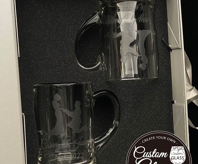 Etched Glass Coffee Mugs - Design: CUSTOM