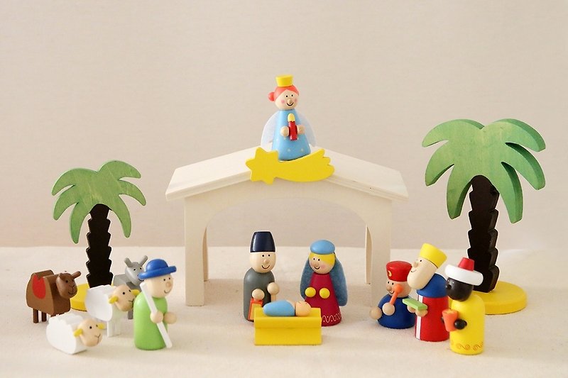 【NG】Wooden Toy Christmas Nativity Set - ของวางตกแต่ง - ไม้ 