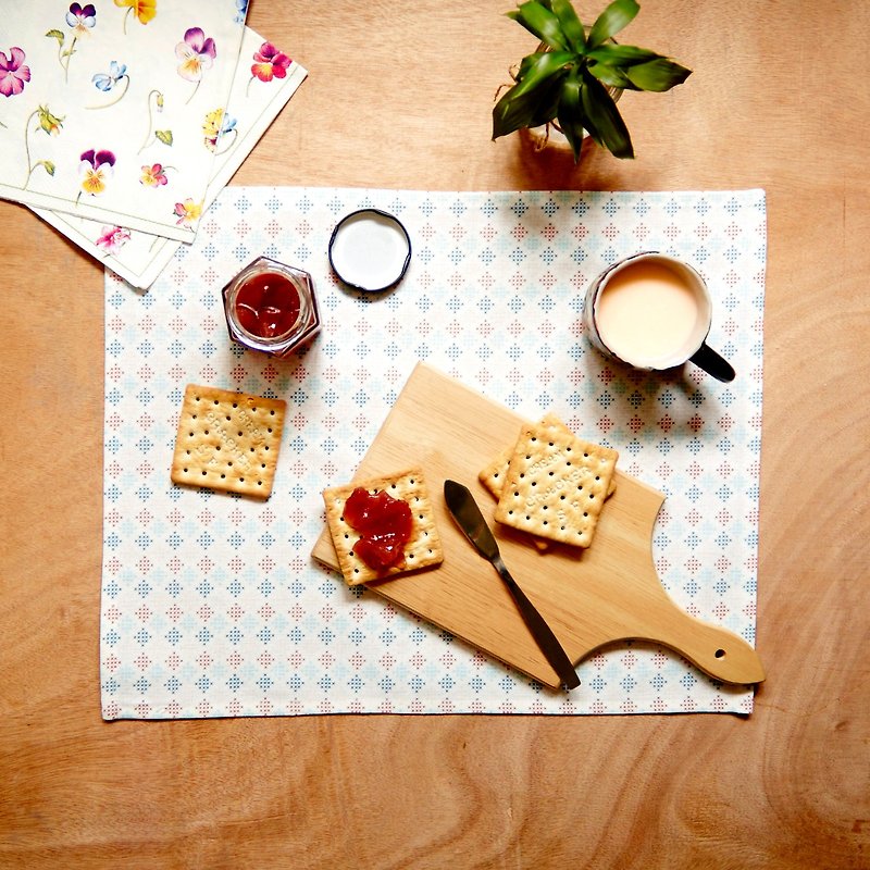 手工制十字綉印花圖案布質桌墊，一套兩件，餐桌裝飾 - 餐桌布/桌巾/餐墊 - 棉．麻 多色