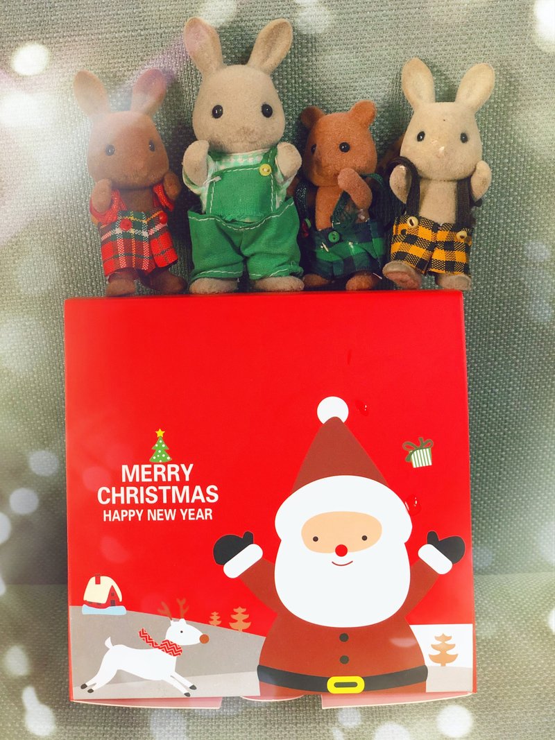 聖誕禮物 聖誕老公公小禮盒 幸運籤餅牛奶風味 - 手工餅乾 - 新鮮食材 紅色