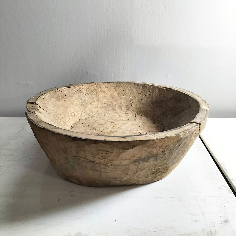 木鉢　無垢　アンティーク - 置物 - 木製 ブラウン