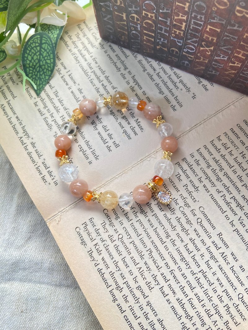 橙月光/瑪瑙/奶蓋黃水晶/白阿塞 天然礦石手鍊 - 手鍊/手環 - 水晶 橘色