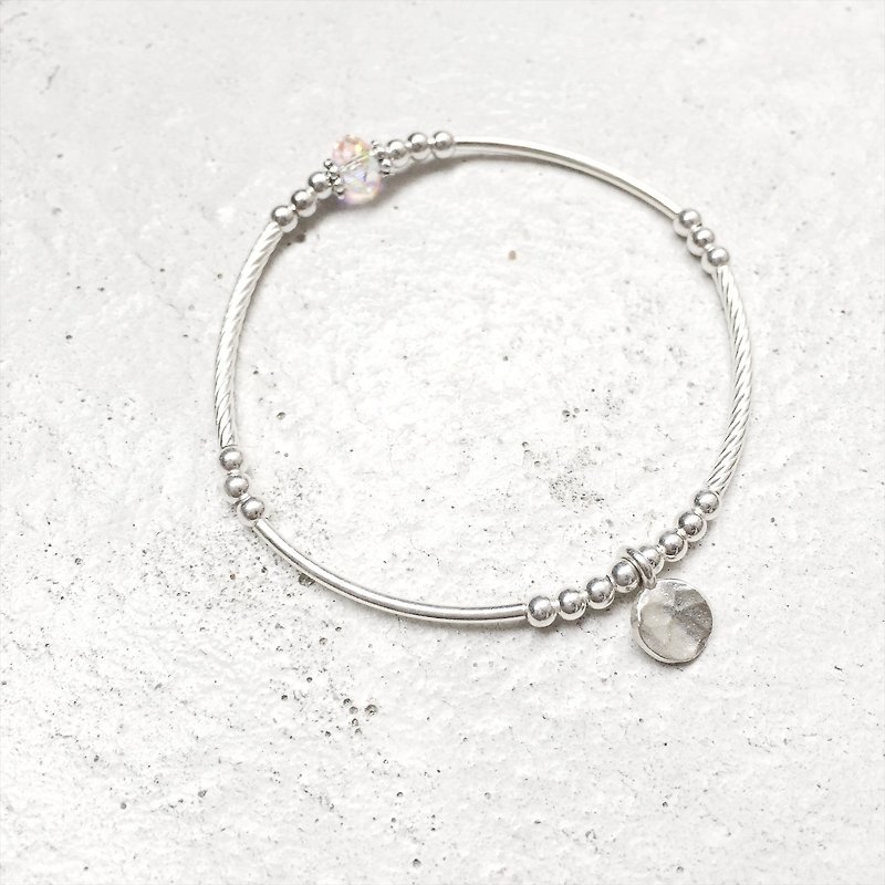 Zhu. [Silver] setting sun shimmer (Mother's Day gift / gifts / sister models / silver bracelet / elastic bracelet / water) - สร้อยข้อมือ - โลหะ 