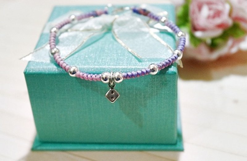 Hand-woven silk wax thread X silverware _ bet // colors can be chosen // limited edition * 1- - Bracelets - Wax Purple