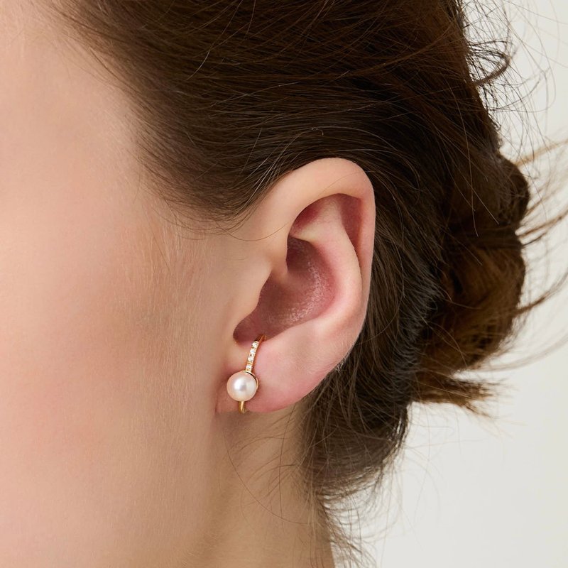 經典珍珠耳環 925銀厚鍍18K金 Azzerare P/D Earring - 耳環/耳夾/耳骨夾 - 純銀 金色