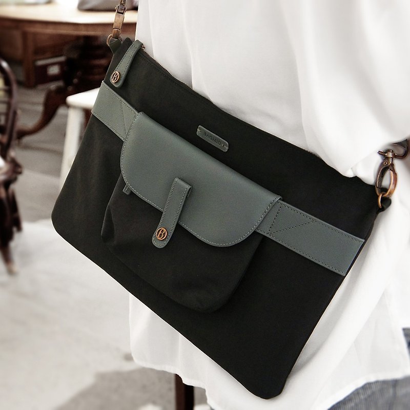 BAGMIO KANT hand cross-body bag-jet black - Messenger Bags & Sling Bags - Polyester Black