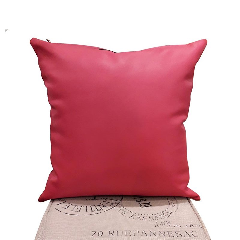 Fashion leather pillowcase / pillow / red - หมอน - หนังแท้ สีแดง