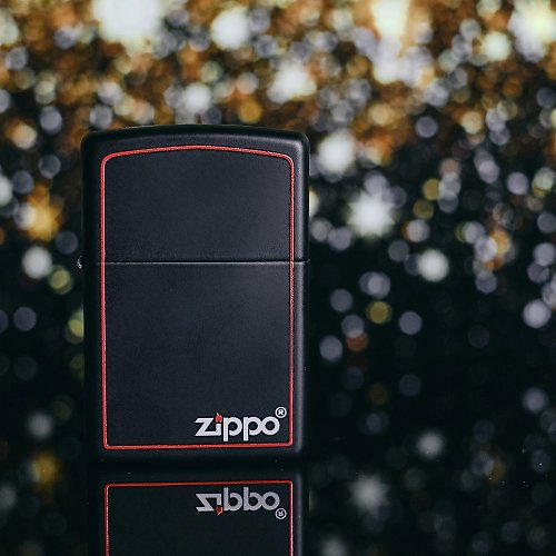 Zippo 【ZIPPO官方旗艦店】 紅框黑啞漆防風打火機 218ZB