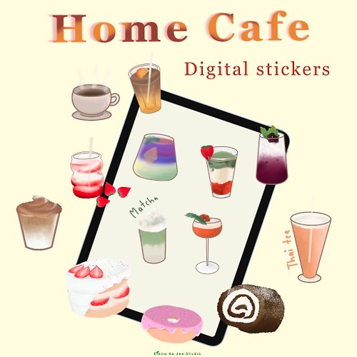 kieowkajee.studio Digital stickers: Home cafe