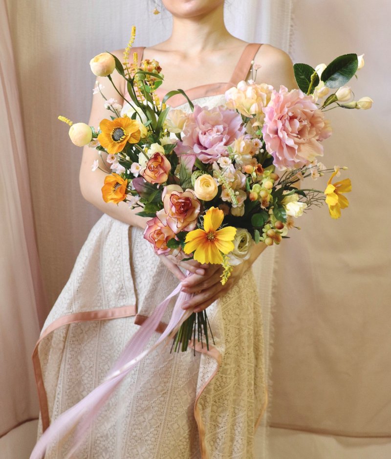 人造新娘捧花 最柔美的永生捧花 仿真花 擬真花新娘 婚禮 婚紗 - 乾燥花/永生花 - 植物．花 