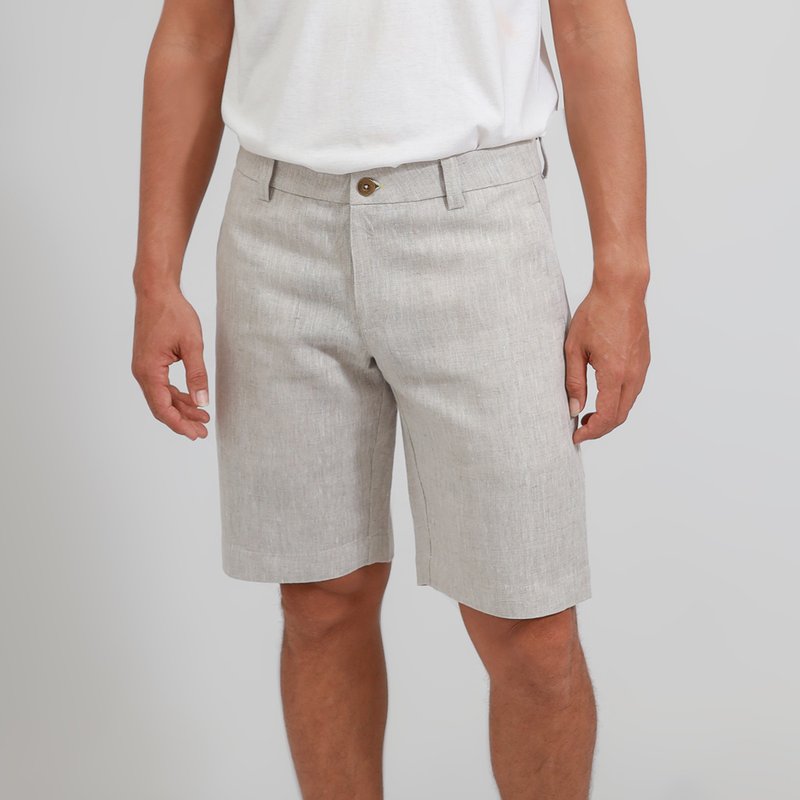 Men Linen Shorts, Summer shorts, Day Off, Natural - 男短褲/工作短褲 - 棉．麻 卡其色