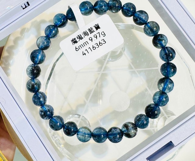 天然デビルアクアマリン 6mm9.97g メタリック光沢 瞑想