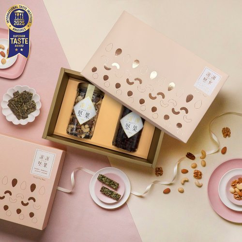 謝謝堅果 母親節禮盒 (2罐裝禮盒附提袋) (原味綜合五堅果, 減糖蔓越莓)