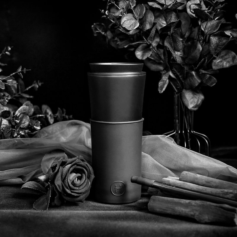 [New Product of the Year] American HYDY Dual-use Accompanying Vacuum Mug | Black Cup-Midnight Black 450ml - Pitchers - Other Metals Black