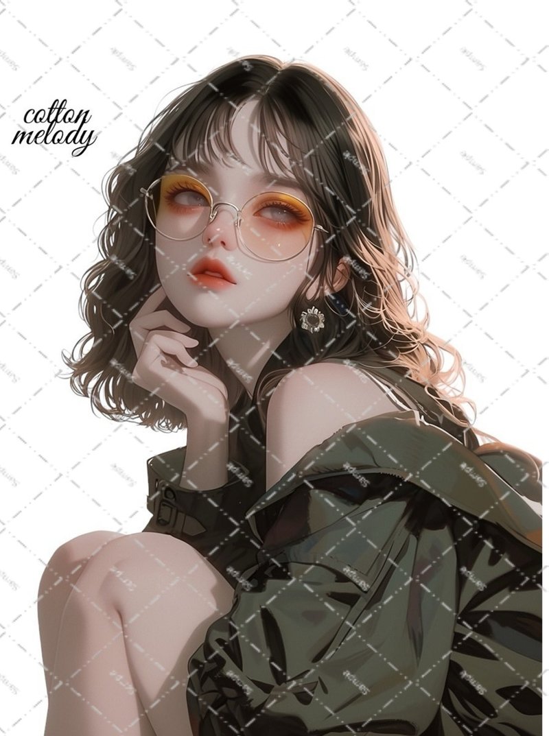 original sticker no.2271 人物ステッカー オリジナルステッカー オリジナル人物ステッカー 装飾ステッカー cotton melody - 貼紙 - 紙 