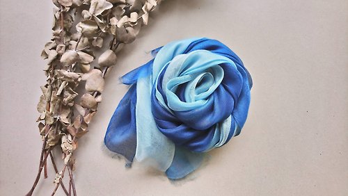 知染生活 知染生活-天然植物染漸層絲棉圍巾(藍色)