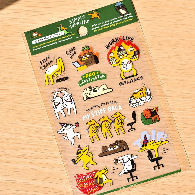 Office Dogs Removable Stickers - 貼紙 - 防水材質 綠色