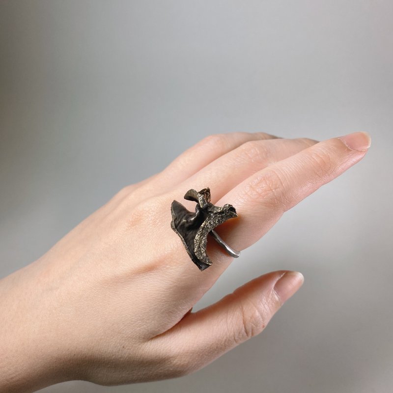 Dried wood ear ring - General Rings - Copper & Brass 