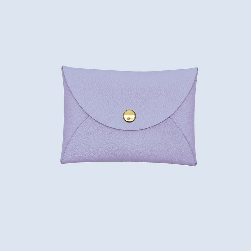 Custom hot name genuine leather macaron pink purple card holder/wallet/card holder/card case - ที่เก็บนามบัตร - หนังแท้ สีม่วง