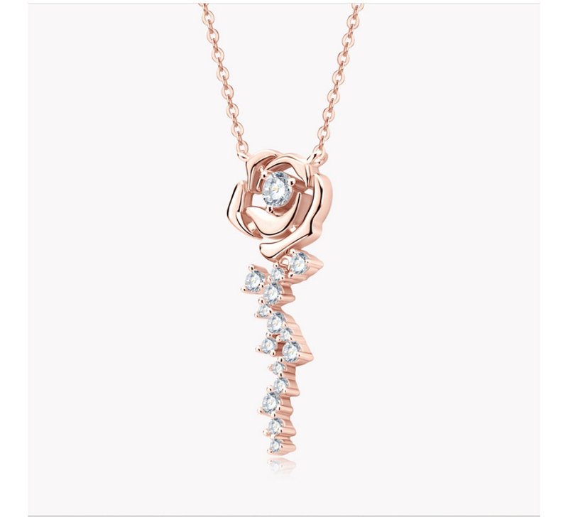 0.5 carat moissanite Rose Gold necklace - Necklaces - Diamond 