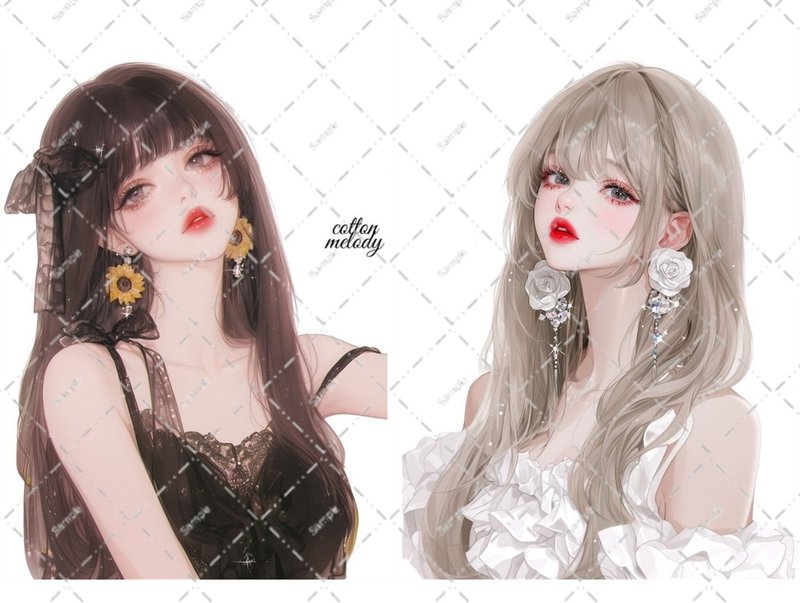 original sticker no.6292 人物ステッカー オリジナルステッカー 人物ステッカー 女の子ステッカー オリジナル人物ステッカー - 貼紙 - 紙 