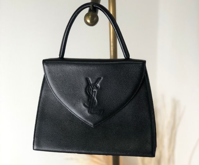 日本直送 名牌中古包 】Yves Saint Laurent イヴ・サンローラン ハンドバッグ ブラック YSLステッチ レザー n3id3v -  ショップ VintageShop solo トートバッグ・ハンドバッグ - Pinkoi