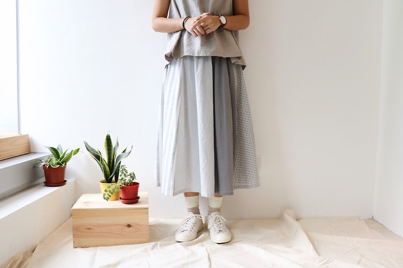 Homemade / pattern skirt - Skirts - Cotton & Hemp Blue