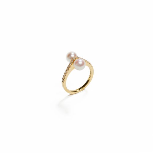 ARTISMI Akoya珍珠寶石戒指 925銀厚鍍18K金 Rosette P/D Ring