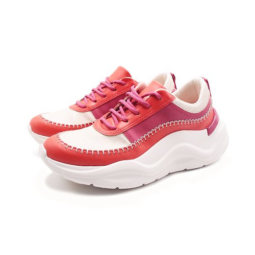 米蘭皮鞋Milano WALKING ZONE(女)Tenis都市綁帶運動休閒鞋 女鞋-桔紅色