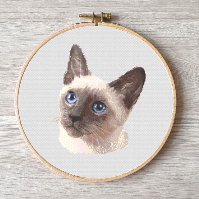 Thai cat pattern pdf cross stitch, pets easy embroidery DIY, art.1 - 其他數位設計 - 其他材質 