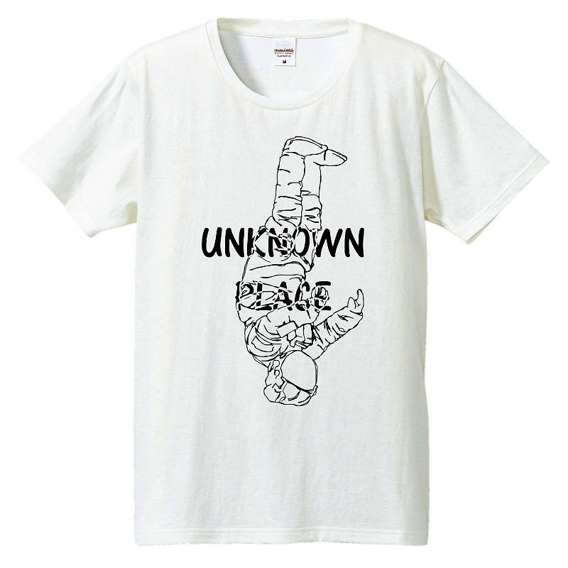 Tシャツ / Unknown place (ブラック and クローム) - T 恤 - 棉．麻 白色