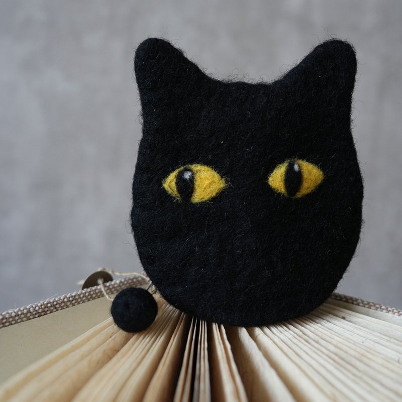 100% Wool 黑貓羊毛氈收納包 零錢包 耳機包_公平貿易 - 零錢包/小錢包 - 羊毛 黑色
