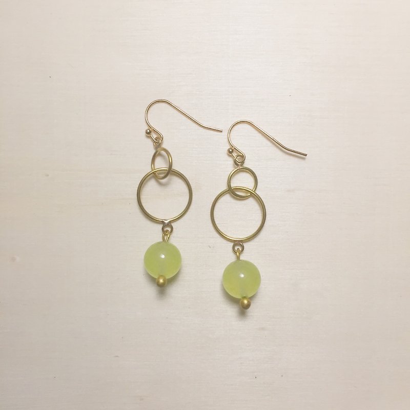 Grape Jade Double Hoop Earrings - ต่างหู - หยก สีเขียว