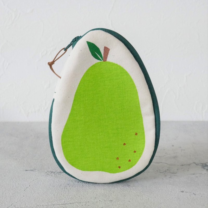 洋なしのポーチ - 化妝包/收納袋 - 棉．麻 綠色