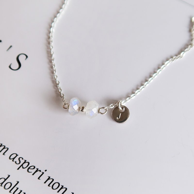 925純銀 蝴蝶結 月光石 刻字 項鍊 鎖骨鍊 短鏈  長鏈 - 項鍊 - 純銀 白色