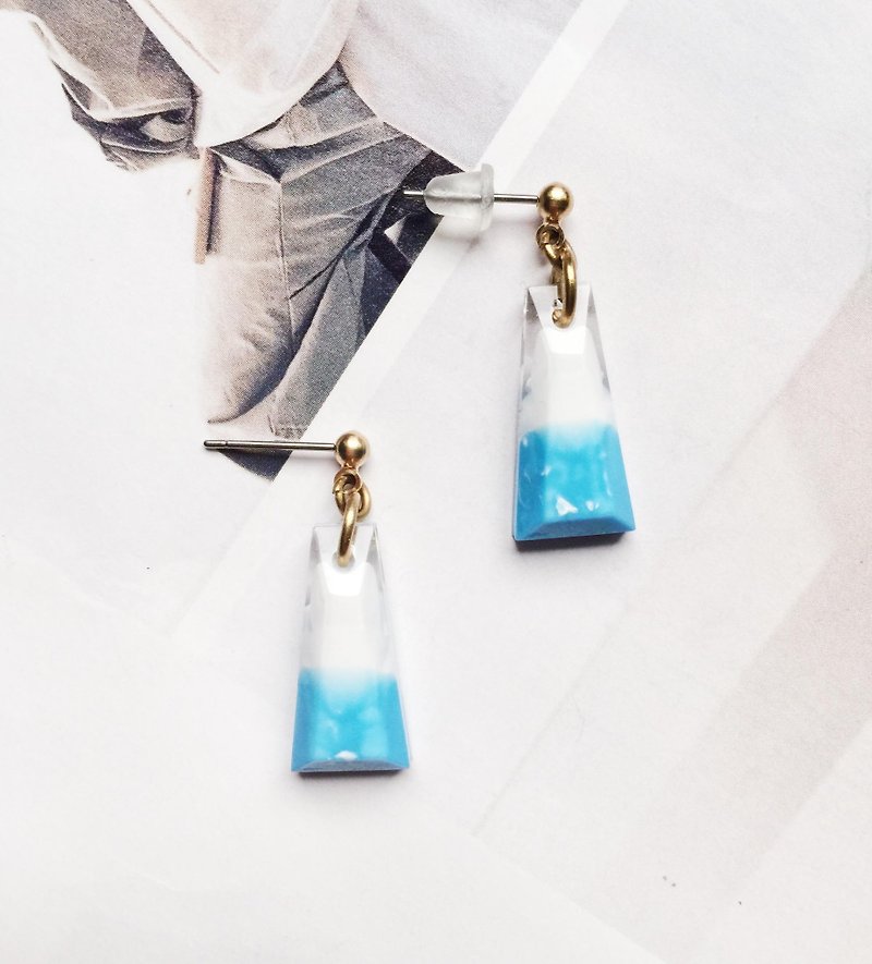La Don - 耳環 - 渲染 - 長寶石藍白2  耳針/耳夾 - 耳環/耳夾 - 壓克力 藍色