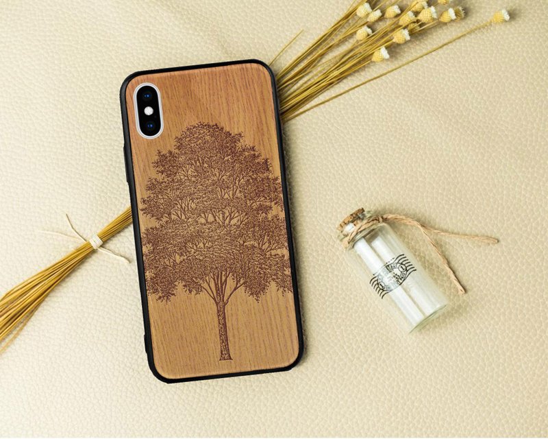 Wood Art Tree Glossy mobile Cell phone case iPhone 12 Pro XR Max Samsung Huawei - เคส/ซองมือถือ - พลาสติก สีนำ้ตาล