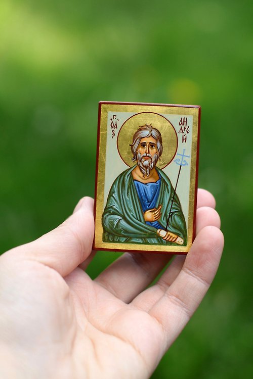 Orthodox small icons hand painted orthodox wood icon Saint Apostle Andrew the First-Called