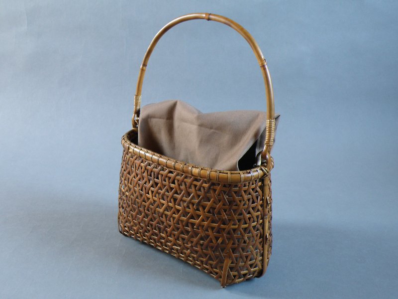 Handbag Basket bag Otori bamboo Root bent bamboo Soot bamboo - Handbags & Totes - Bamboo Brown