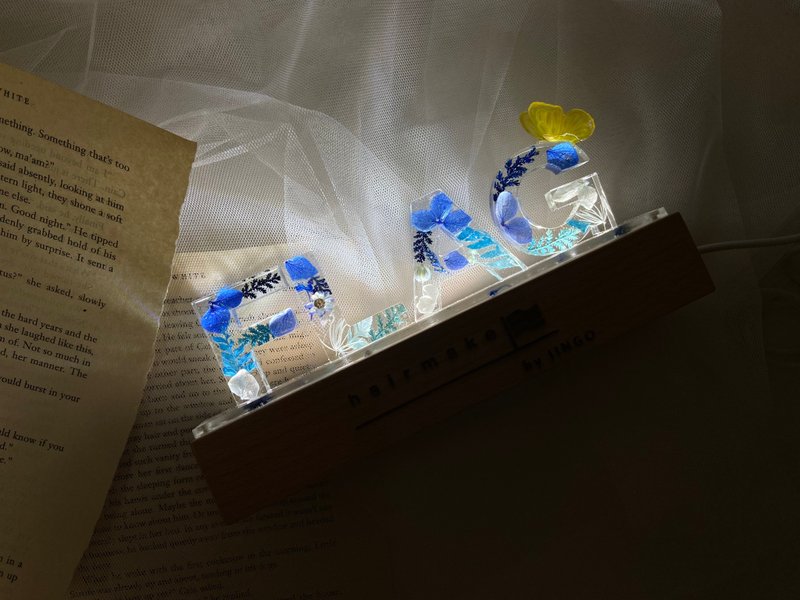永生花字母夜燈 客製化 - 燈具/燈飾 - 植物．花 粉紅色