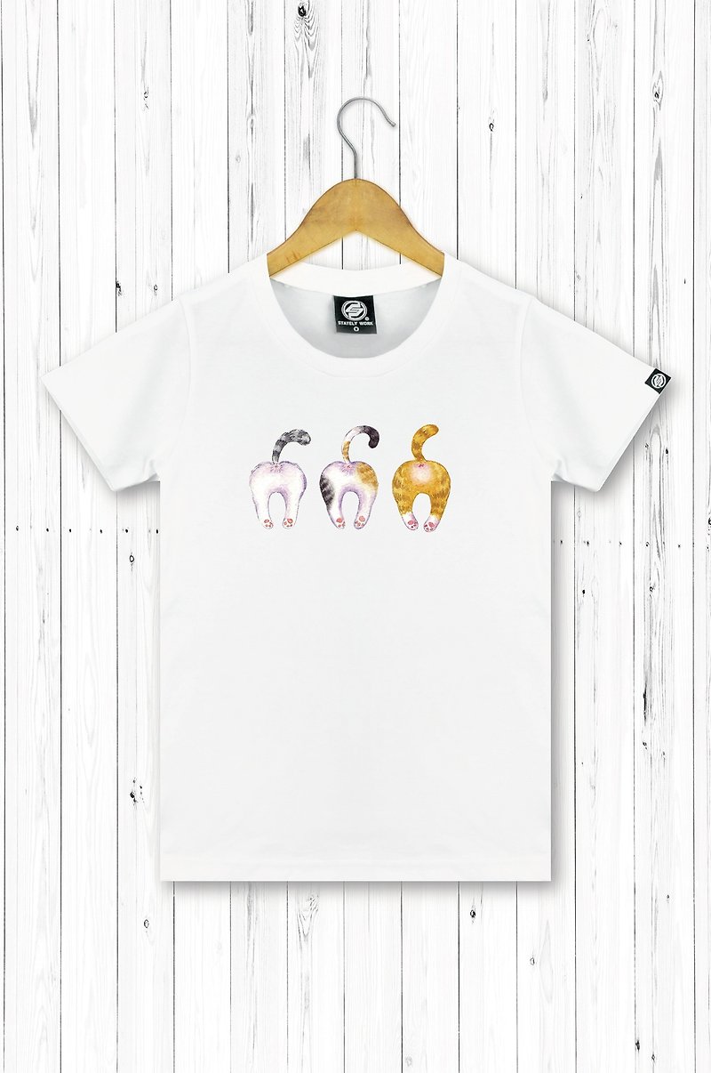 STATELYWORK Cat PIPI Ladies Short T-shirt Ladies White - Women's T-Shirts - Cotton & Hemp White