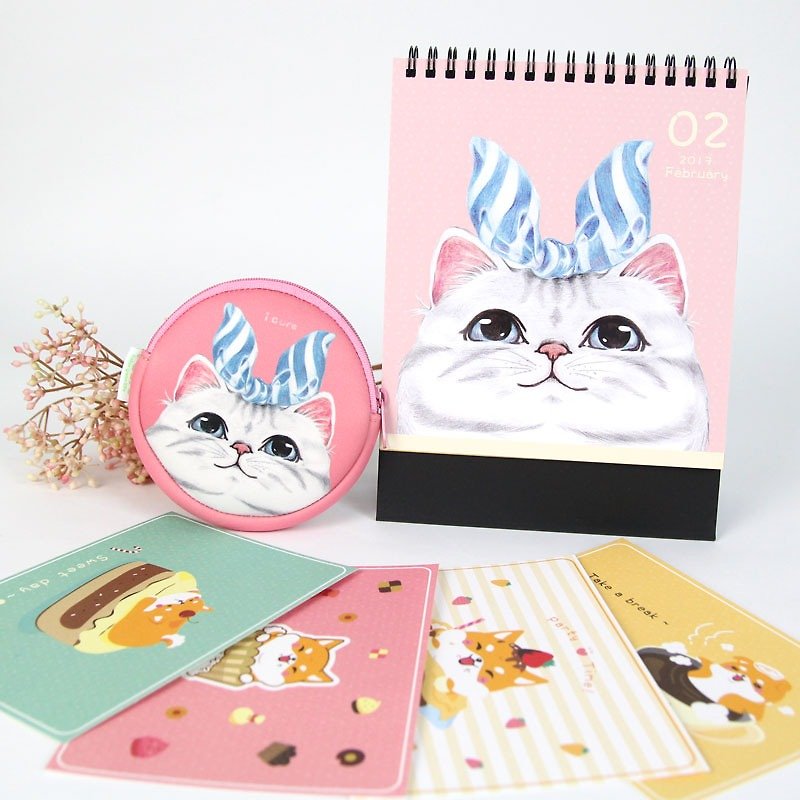 [Limited] year happy limited edition combination package - 2017 calendar desk calendar + optional coin purse + optional postcard sets (4 photos) super cost-sharing combination of cats and dogs exchange gift calendar - Calendars - Other Materials 