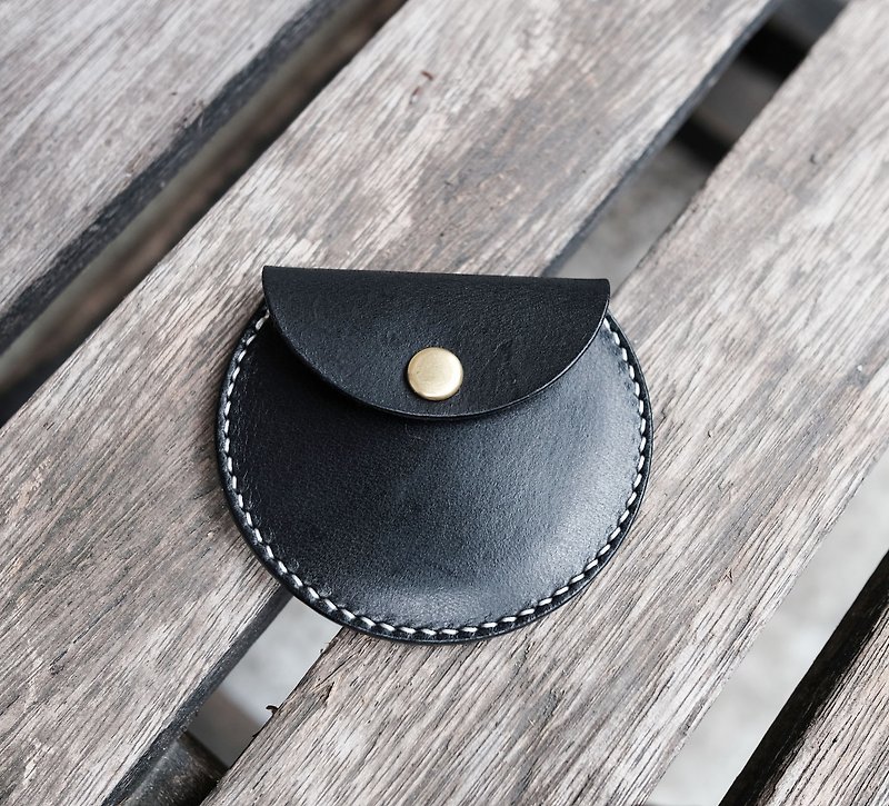 Handmade Wallets / Limited Hand / Leather / Coin Puri / Leather / Italian Transparent Black / Kyrgyzstan .co (Small Version) - กระเป๋าใส่เหรียญ - หนังแท้ สีดำ