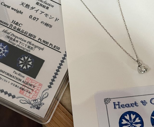 Pt プラチナ ホワイトゴールド 天然ダイヤモンド ハート＆アロー 0.07カラット ネックレス - ショップ Pine St. Jewelry  ネックレス - Pinkoi