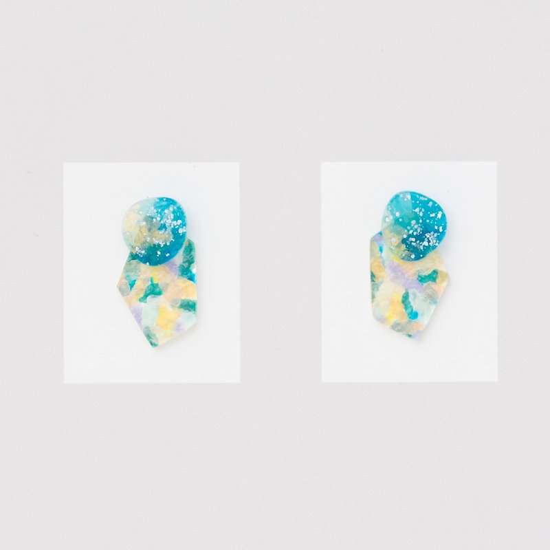 earrings (夾式 or 針式) - Earrings & Clip-ons - Acrylic Blue