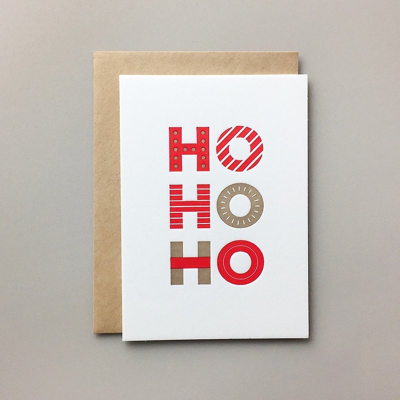 Typographic Christmas card hohoho - การ์ด/โปสการ์ด - กระดาษ สีแดง
