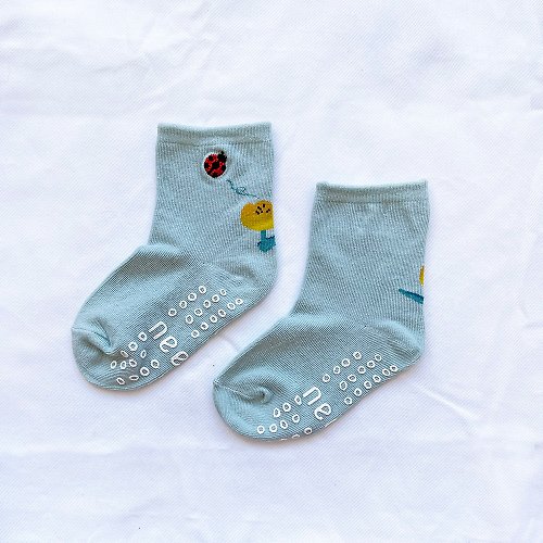 needo socks KIDS 鬱金香 3:4 /綠/ 刺繡 止滑 童襪
