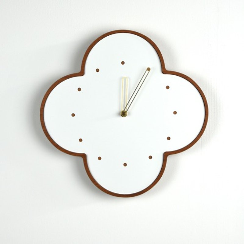 Mahogany wall clock, large, white, 300mm - นาฬิกา - ไม้ สีนำ้ตาล